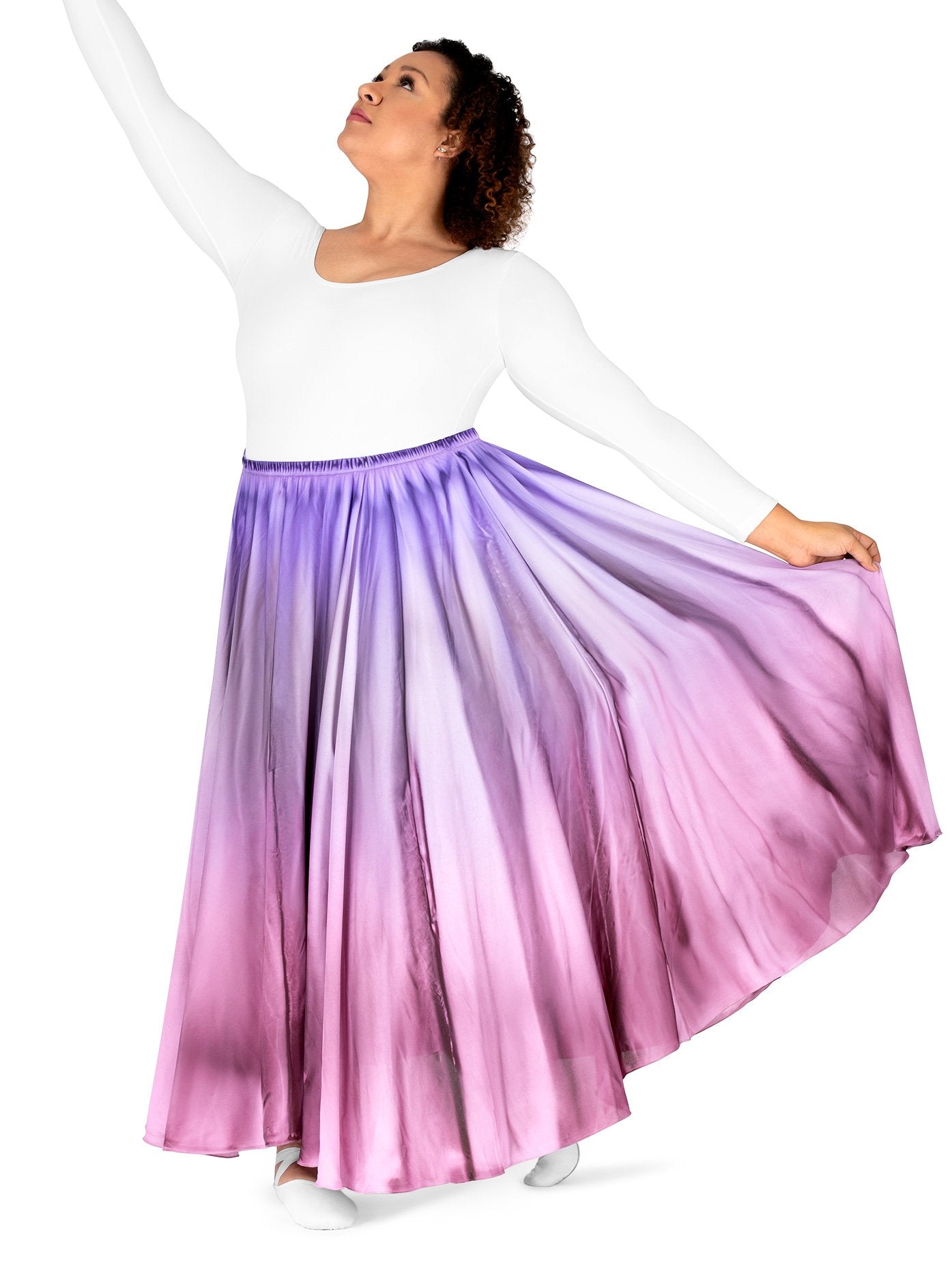 Watercolour Women's Hand Painted Worship Long Skirt Purple-Eggplant-Dusy ML WC105