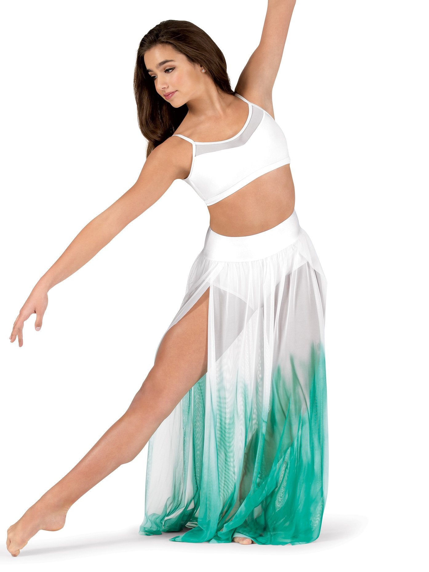 Watercolour Womens Hand Painted Long Lyrical Skirt White-Violet S WC7240