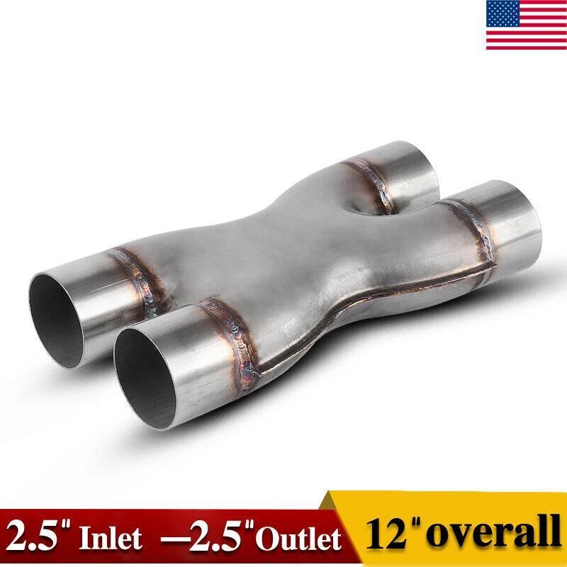 YITAMOTOR® Welded X-Pipe Exhaust Tip 2.5'' Dual Inlet-2.5''inch Dual Outlet 201 Stainless Steel
