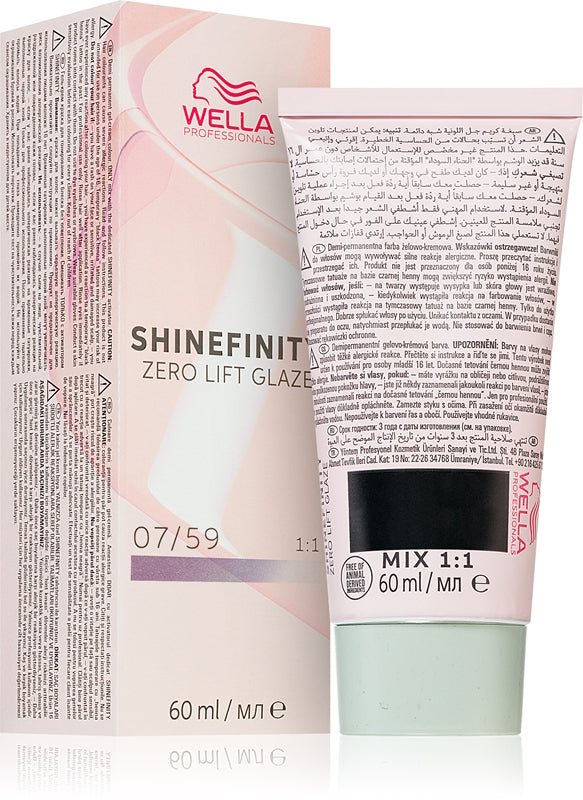engelsk hårfärgning Wella Shinefinity Zero Lift Glaze 60ml 07-59 | Medium pearly mahogny blond