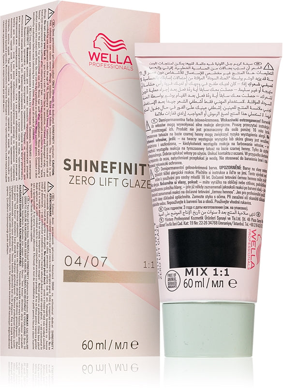 engelsk hårfärgning Wella Shinefinity Zero Lift Glaze 60ml 04-07 | Naturligt mellanbrun