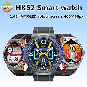 Hk52 relógio inteligente amoled tela grande masculino esporte ao ar livre bt chamada ai voz freqüência cardíaca rastreador de fitness pulseiras smartwatch