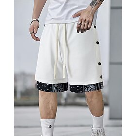 Homens Shorts rasgados Shorts de moletom Shorts de basquete Com Cordão Cintura elástica Botão Lateral Bloco de cor Conforto Secagem Rápida Curto Feriado Praia