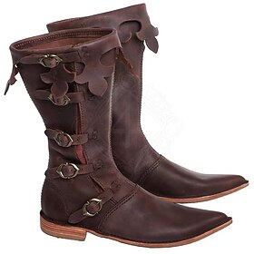 Rétro Vintage Epoque Médiévale Renaissance Bottes genou Tourner les chaussures Pirate Viking Vikings Ranger Elfe Homme Halloween Carnaval Utilisation Mascarade