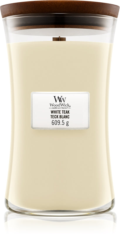 Woodwick Vase en teck blanc (teck blanc) - Bougie parfumée - 609,5 g