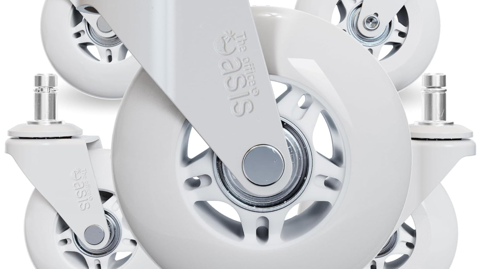 The Office Oasis Office Chair Wheels for Hardwood Floors (Set of 5) White
