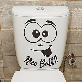 Cartoon Graphic Toilet Lid Decal, Funny Self Adhesive Wall Sticker, Creative Removable Toilet Cover Decorative Sticker, Bathroom Decor Asethetic Room Decor, Ho