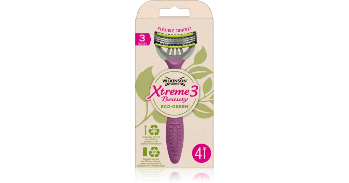 Xtreme3 Beauty eco Grønn engangshøvel for kvinner 4 stk