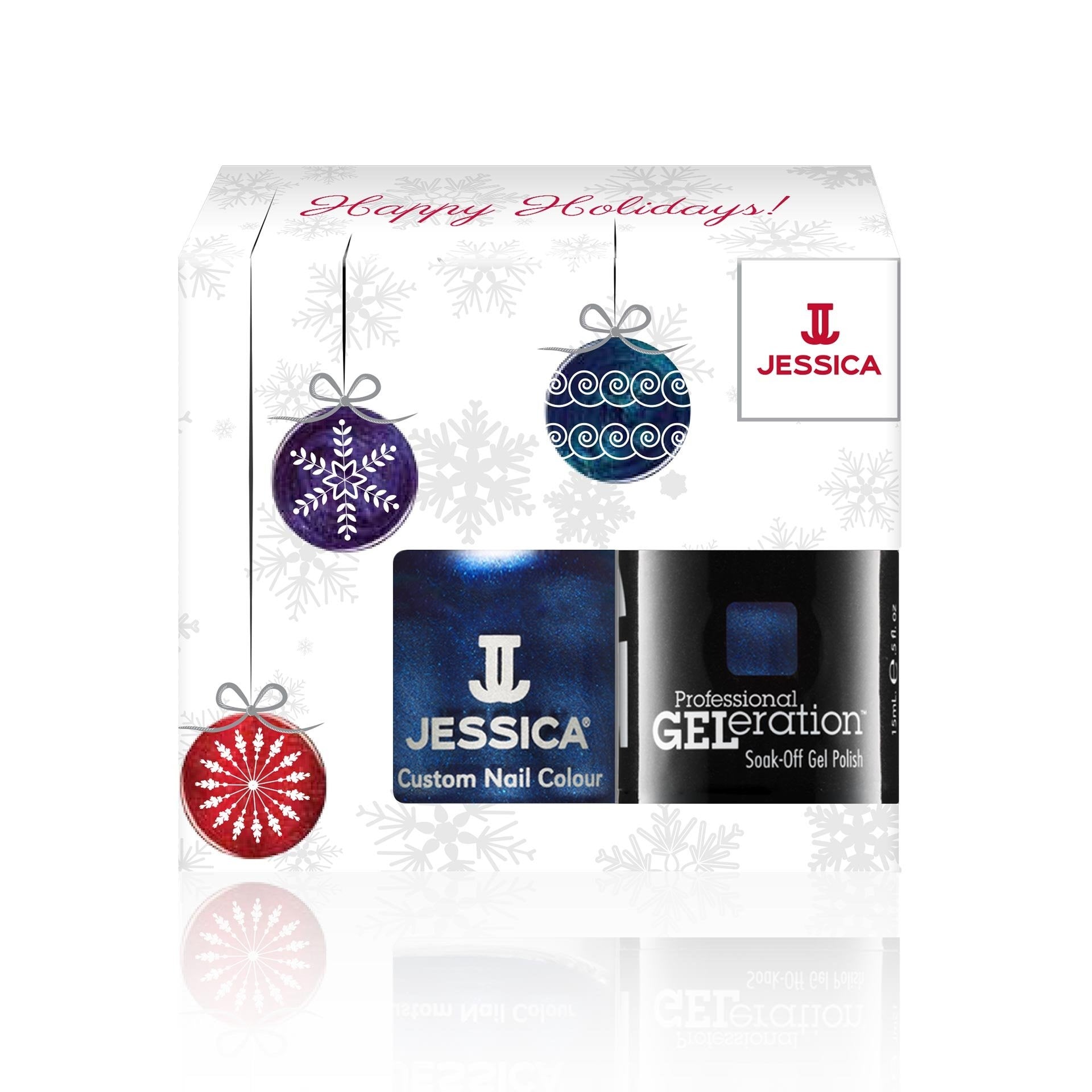 Vintersett Jessica: Custom Colors Light Up The Sky Neglelakk 14,8 ml + Profesjonell GELeration Light Up The Sky Semi-permanent neglelakk 15 ml