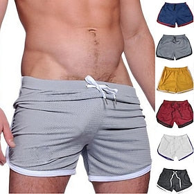 Homens calções atléticos Shorts de 3 polegadas Short curto Shorts de Corrida Shorts de Academia Com Cordão Cintura elástica Côr Sólida Respirável Secagem Rápid