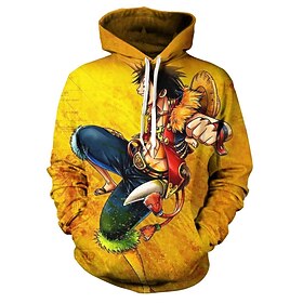 One Piece Film: Red Monkey D. Luffy Hoodie Cartoon Manga Anime 3D Front Pocket Graphic For Couple's Men's Women's Adults' 3D Print