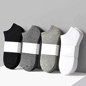 5 Pairs Of Black And White Gray Socks Four Seasons Solid Color Short Tube Invisible Low Socks Sweat-Absorbing