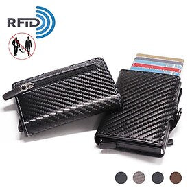 blocage rfid porte-carte de crédit poche avant porte-monnaie en fibre de carbone mince portefeuille porte-cartes