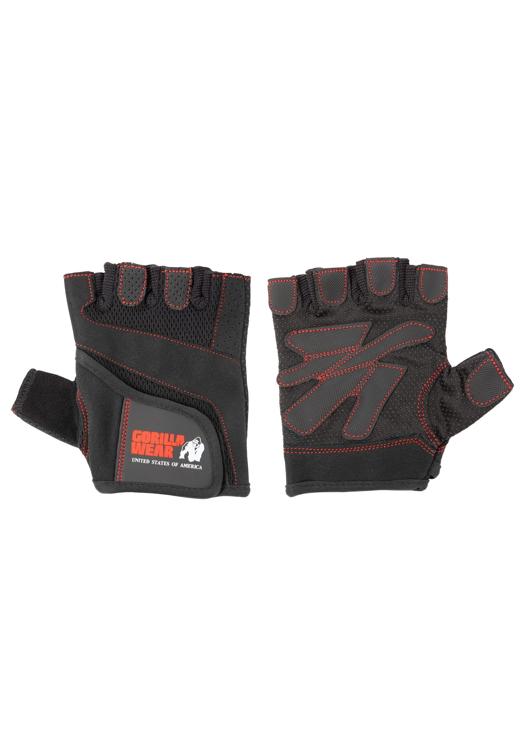 Women's Fitness Gloves - Black-Red Stitched - L