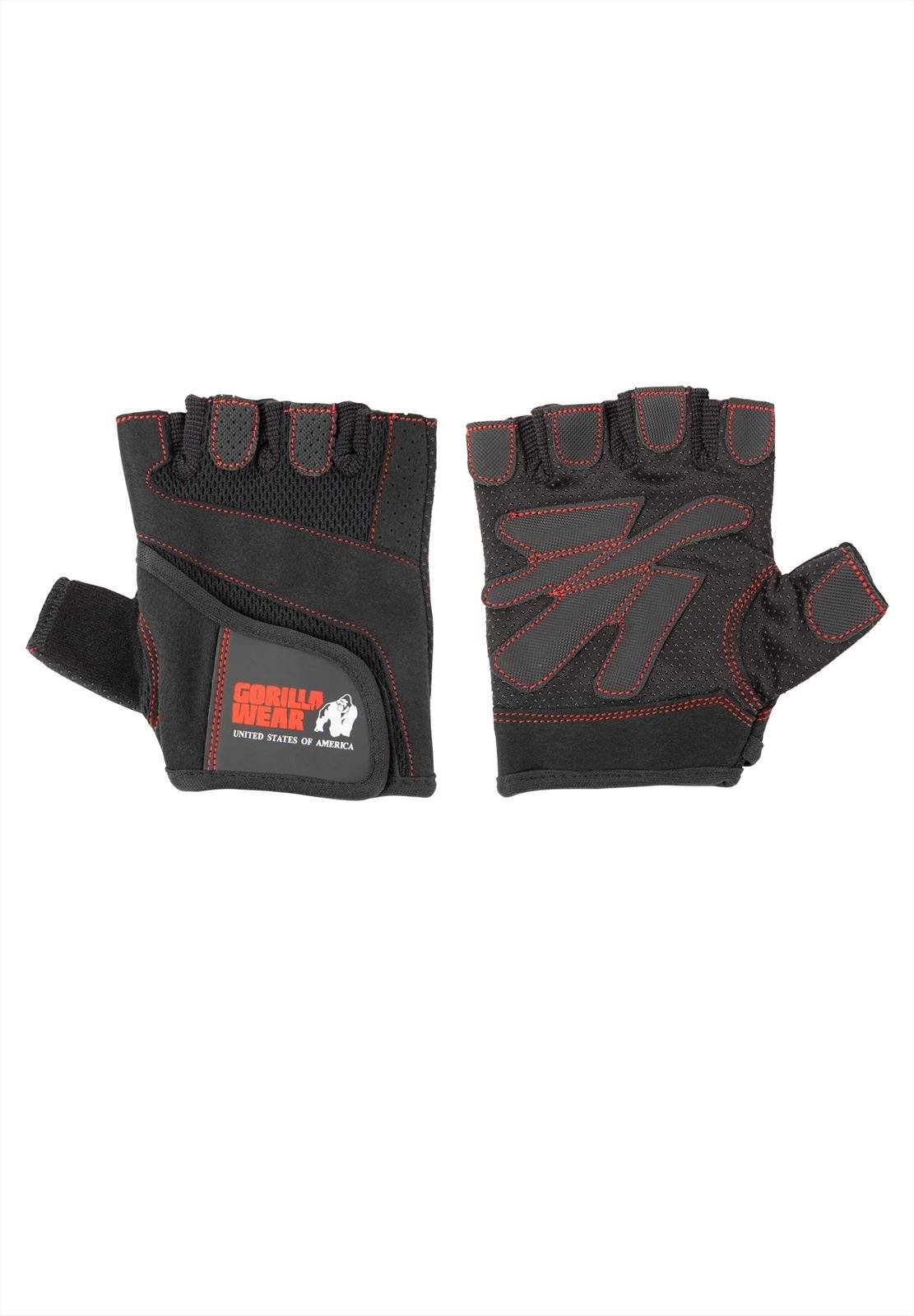 Women's Fitness Gloves - Black-Red Stitched - M