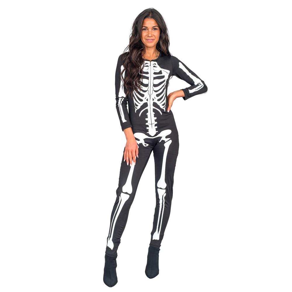 Women's Halloween Skeleton Costume Jumpsuit - Glow in the Dark - Plain Cosplay - Normal - XL