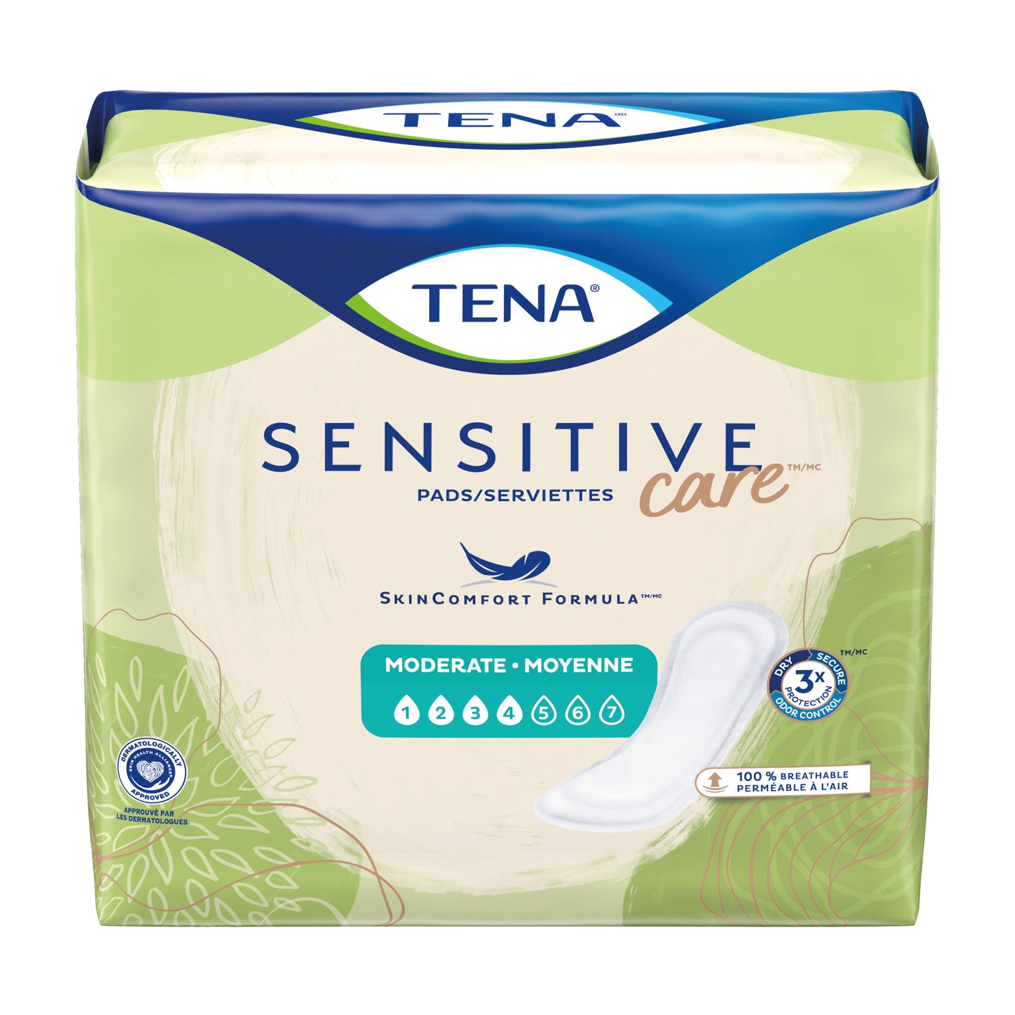 TENA Sensitive Care Bladder Control Pad, Moderate Absorbency, 11", Case of 120