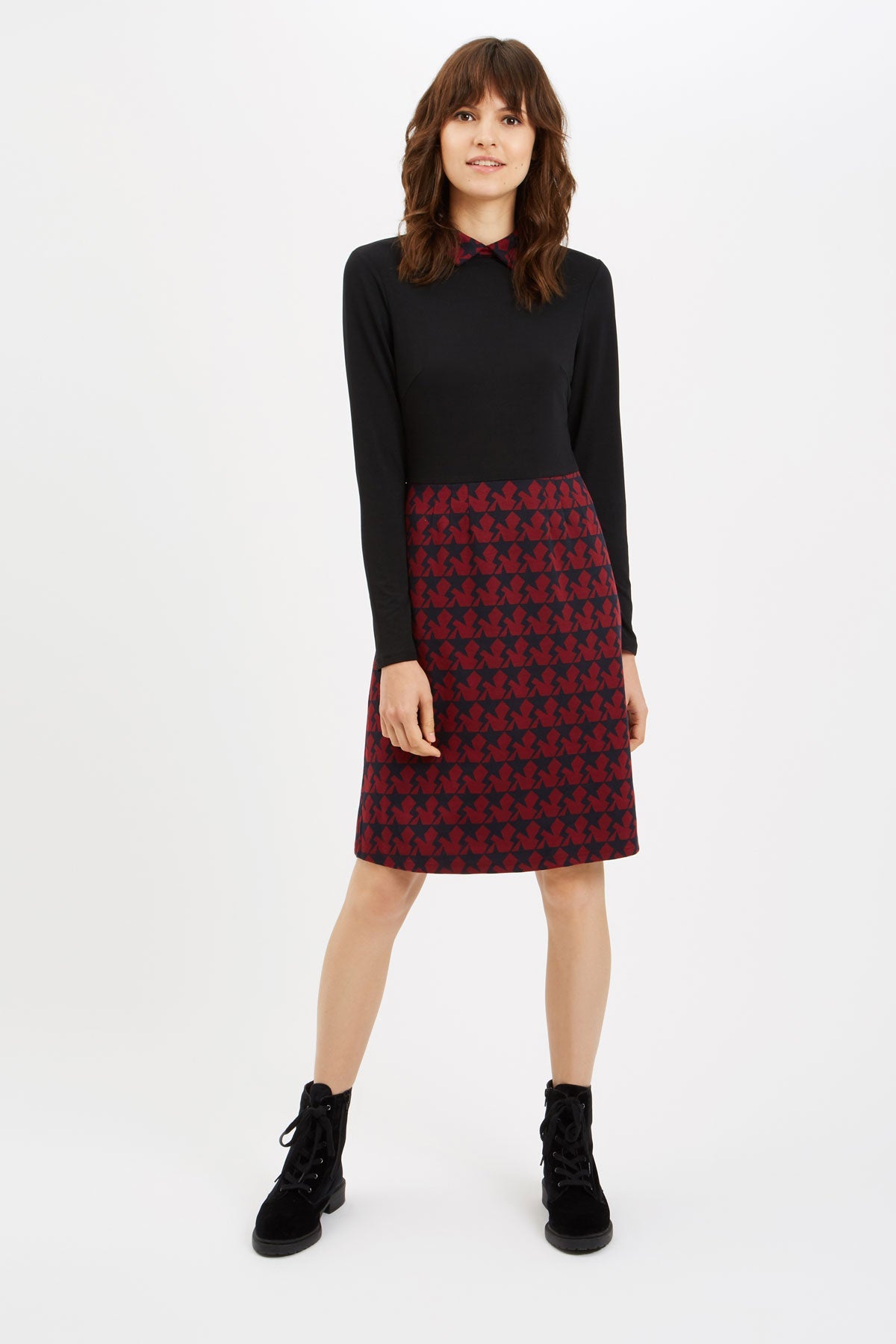 Top N' Tail Mini Long Sleeve Dress in Wine