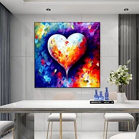 coração dos namorados pintura a óleo colorida pintada à mão lona galeria envoltório tela sem moldura pintura a óleo artesanal escritório em casa sala de estar