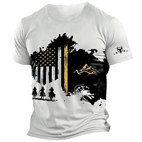 Ganga Designer estilo ocidental Homens Impressão 3D Camiseta Festa Rua Casual Camiseta Branco Amarelo Verde Manga Curta Gola Redonda Camisa Verão Primavera Rou