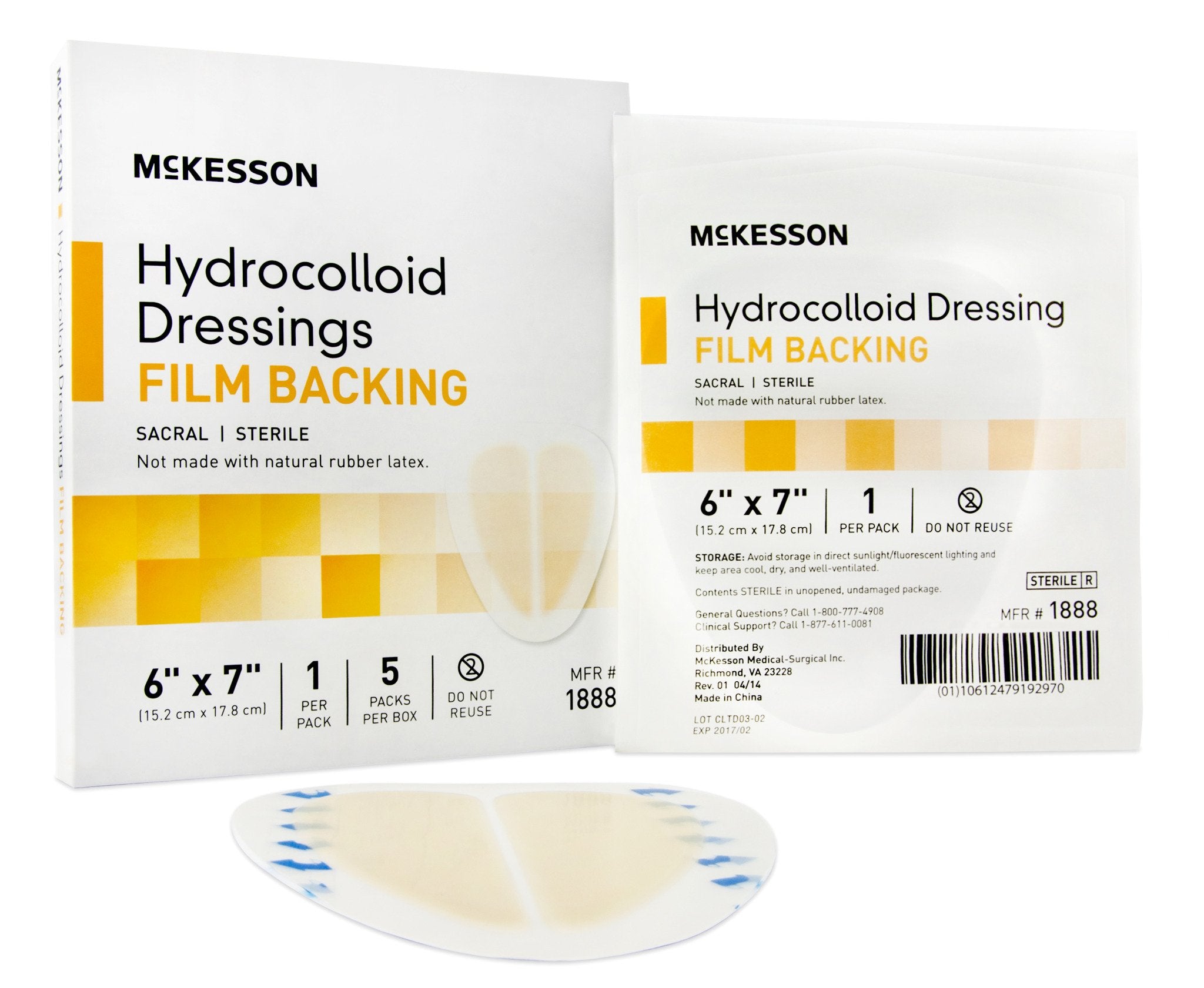 McKesson Hydrocolloid Dressing Film Backing, 6" x 7" Sacral, 80 Each - Case