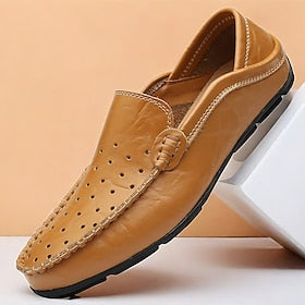 Homens Mocassins e Slip-Ons Mocassins Comfort Penny Loafers Couro Confortável Antiderrapante Mocassim Amarelo-Castanho Preto Azul