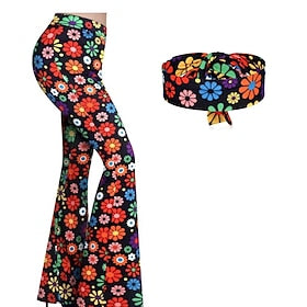 Rétro Vintage Hippie Années 70 Disque Costume de Cosplay Pantalon à fond cloche Disque Femme Mascarade Fête - Soirée Pantalon