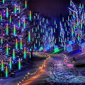 Lumières de Noël en plein air, pluie de météores, étoiles filantes, 30 cm-50 cm-80 cm, 8 tubes LED, lumières de neige, gouttes de pluie pour arbre de Noël, Hal