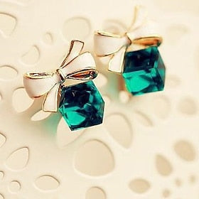 Chic  Modern Street Geometry Earring - Elegant Charm Cube and Bowknot Earrings for Woman- Party - Dailywear