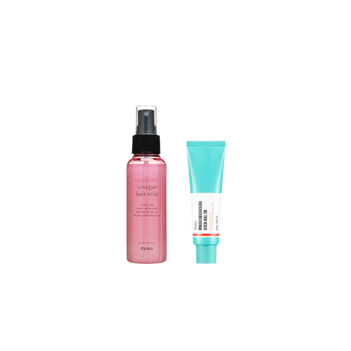 A'PIEU - Raspberry Vinegar Hair Mist - 105ml X A'PIEU - Madecassoside Cica Gel 2X - 50ml
