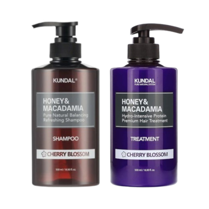KUNDAL - Honey & Macadamia Nature Shampoo + Treatment - 500ml Set - Cherry Blossom