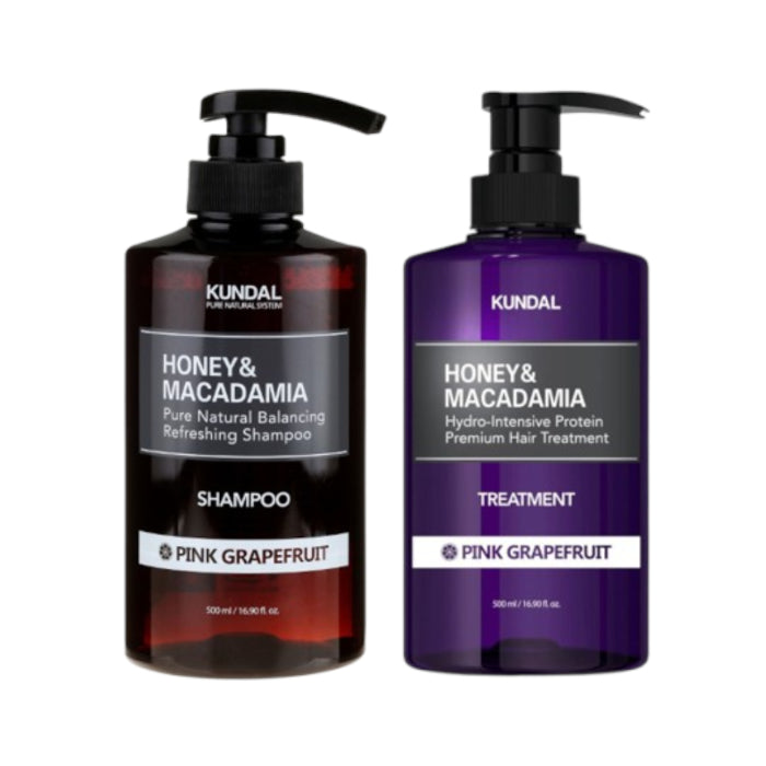 KUNDAL - Honey & Macadamia Nature Shampoo + Treatment - 500ml Set - Pink Grapefruit