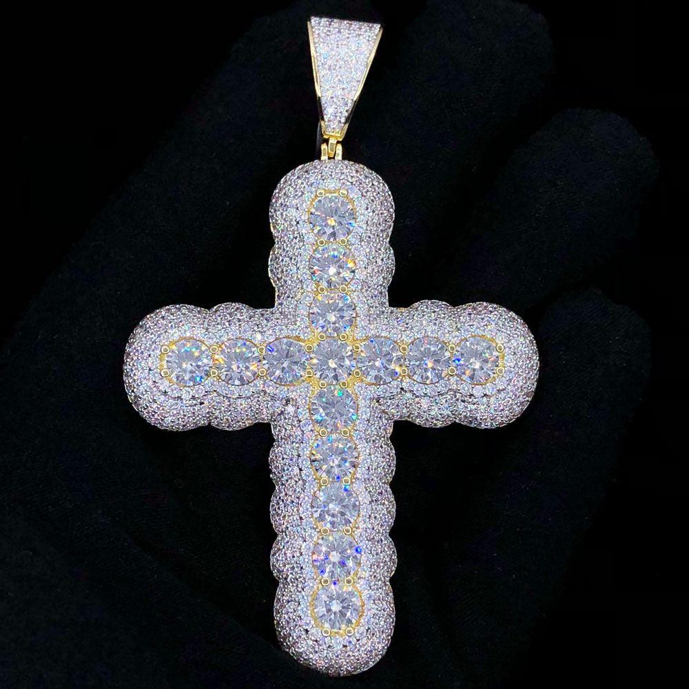 XL Bubble Cross VVS CZ Hip Hop Iced Out Pendant