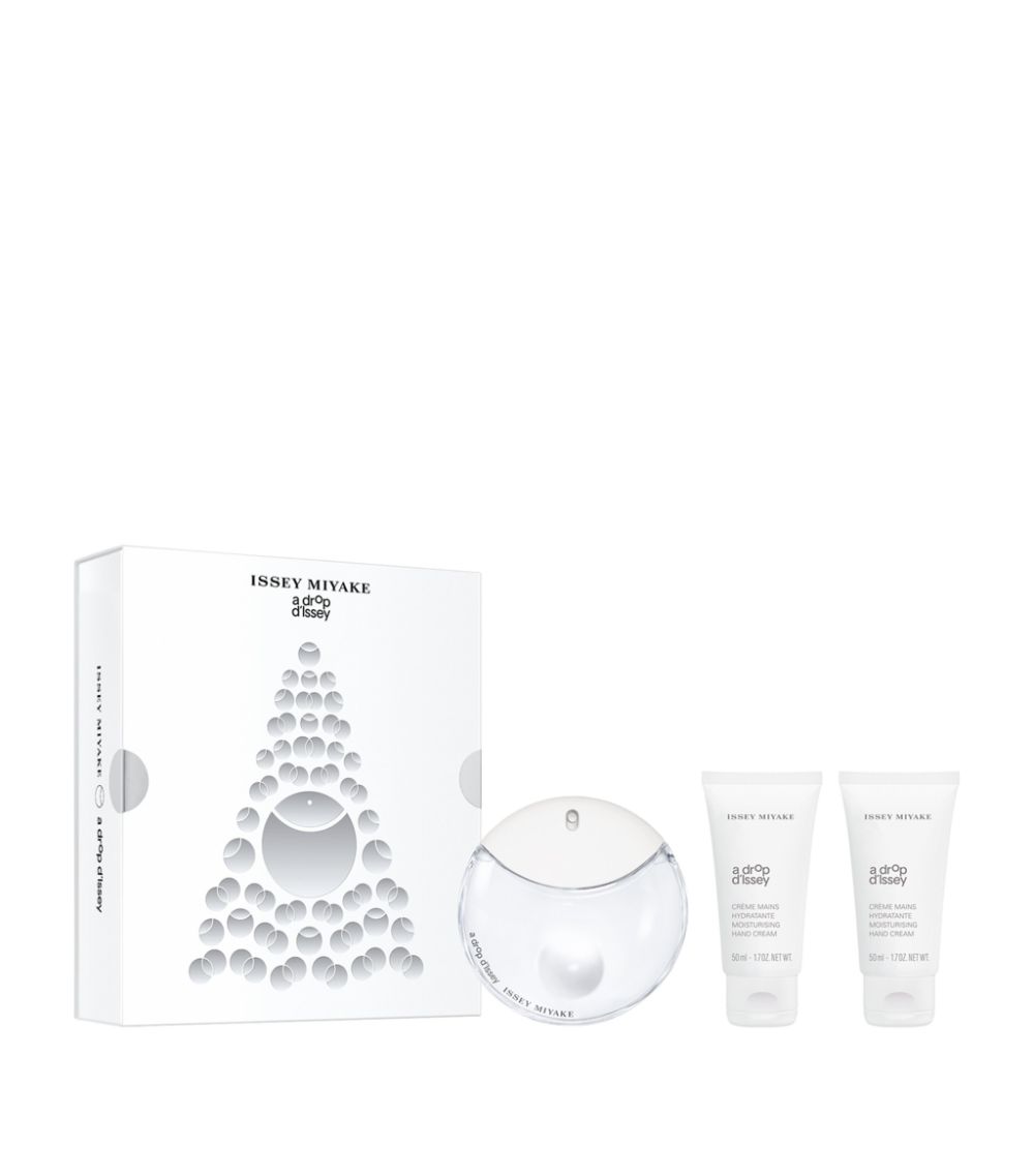 Christmas Set 2023 Issey Miyake: A Drop d'Issey Moisturizing hand cream 2 pieces 50 ml + A Drop d'Issey Eau De Parfum for women 50 ml