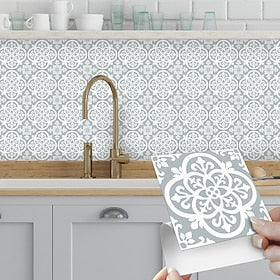 Vintage Self-Adhesive Tile Sticker Square Peel and Stick Non-Slip Waterproof Removable PVC Bathroom Kitchen Home Decor Floor Wall Stair Tile Sticker