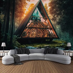 arquitetura dentro da floresta tapeçaria suspensa arte de parede grande tapeçaria mural decoração fotografia pano de fundo cobertor cortina casa quarto sala de