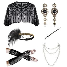 Rétro Vintage 1920s Manteau Costume de fête Chapeau fascinant Bibi Chapeau Ensemble d'accessoires Gatsby le magnifique Charleston Femme Mascarade Fête - Soirée