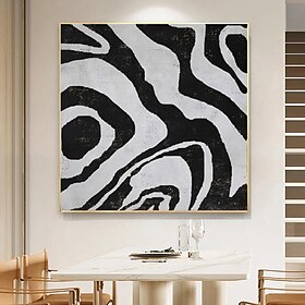 arte de parede em preto e branco pintada à mão arte linear pintura em preto e branco grande arte de parede em preto e branco arte de corredor moldura esticada