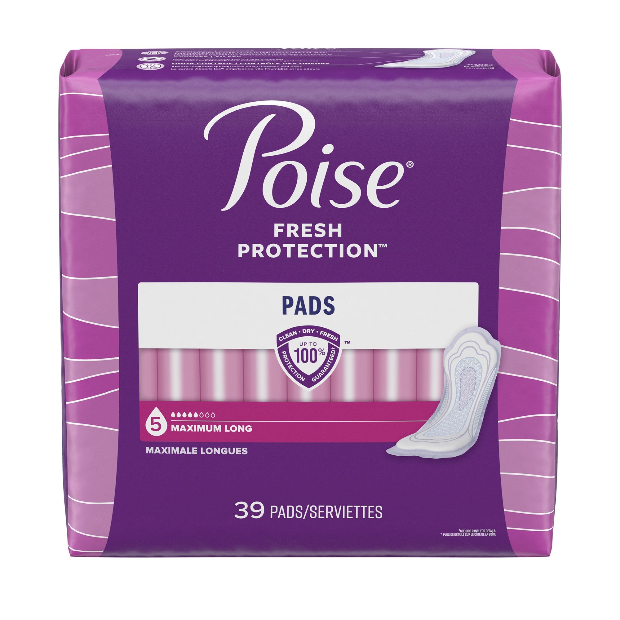 Poise Maximum Bladder Control Pad, 14.6 Inch Length, Pack of 39