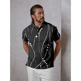 Homens Camisa polo de caminhada Preto Manga Curta Blusas Roupas de golfe, roupas, roupas, roupas