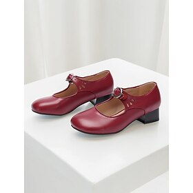 sapatos mary jane cor de vinho femininos – sapatos sociais clássicos de salto baixo
