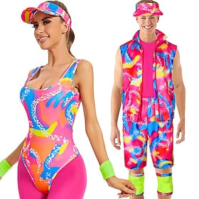 poupée Costume de Cosplay Tenue Homme Cosplay de Film Rétro Vintage Rose Vif Tenue d'entraînement rose (homme) Tenue d'entraînement rose (femme) Mascarade mard