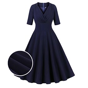 Retro vintage Jaren '50 Vintage Jurk Cocktailjurk Swing Jurk Flare Jurk Dames Effen Kleur Maskerade Feest - Uitgaan Kleding