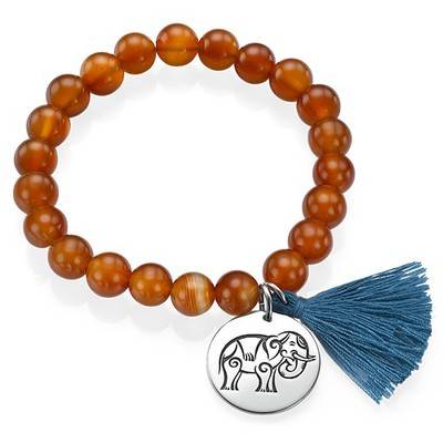 Yoga Jewellery - Engraved Elephant Bead Bracelet