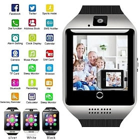 Q18 Montre intelligente 1.54 pouce Smartwatch Montre Connectée Bluetooth 2G Podomètre Rappel d'Appel Rappel sédentaire Compatible avec Android iOS Femme Hommes