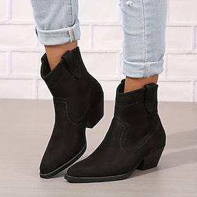 botas femininas botas de cowgirl botas de tornozelo botas bordadas de salto cubano bico fino vintage trabalho ao ar livre caminhada diária camurça sintética pr