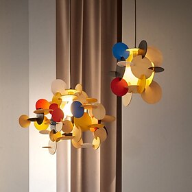 luz pendente led luz de 3 cores 40-55cm luzes decorativas de madeira de 1 luz e26-e27 artístico criativo lustres de quarto infantil tema de conto de fadas parq