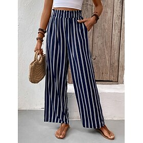 Femme Ample Pantalon Pantalon de Yoga Fluide Longue bleu marine Printemps été