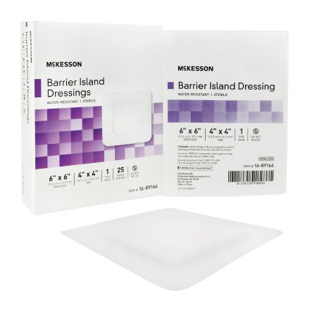 McKesson Composite Barrier Island Dressing, 6" x 6", 4" x 4" Pad, 100 Each - Case