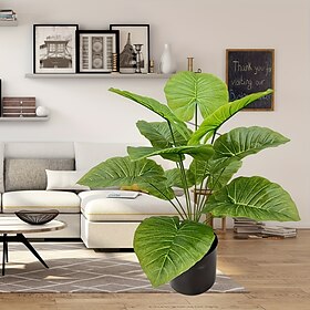 1 plante verte simulée de 75 cm, plante verte artificielle avec 12 feuilles, décoration de printemps et d'été, adaptée à la décoration de la maison, du bureau,